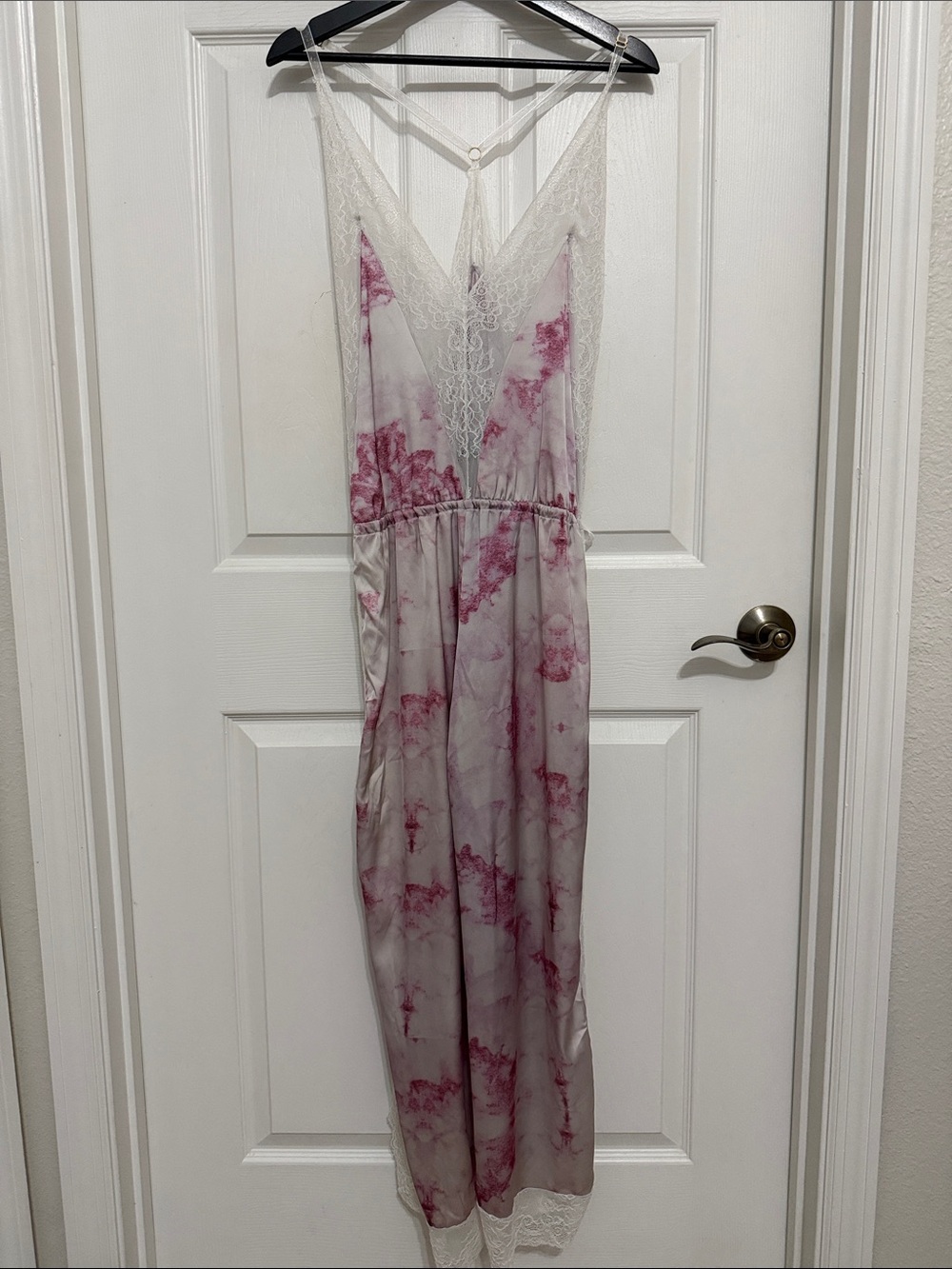 Free People x Noblesse Oblige Print Silk blend Lace Open Leg Jumpsuit